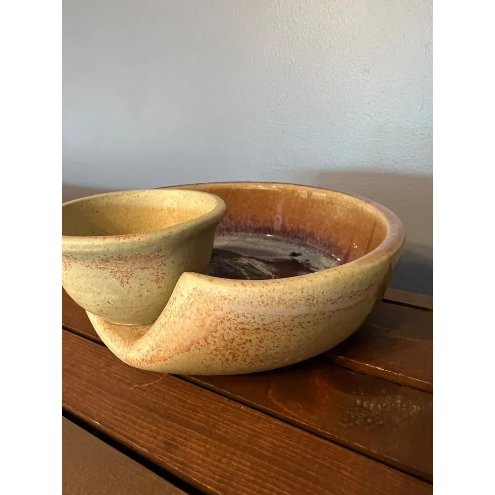 Bruce Larrabee Pottery Small Chip‎ & Dip Platter Glaze Art Pottery Signed